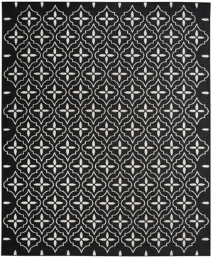 HomeRoots 8' X 10' Black And Ivory Geometric Indoor Outdoor Area Rug - Durable, Stylish, Easy to Clean Design 573064