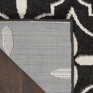 HomeRoots 8' X 10' Black And Ivory Geometric Indoor Outdoor Area Rug - Durable, Stylish, Easy to Clean Design 573064