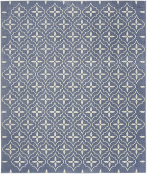 HomeRoots 8' X 10' Blue and Ivory Geometric Area Rug – Stylish, Durable Indoor/Outdoor Solution for Every Space 573065