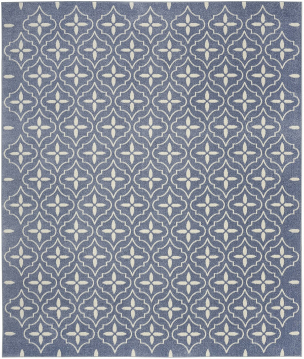 HomeRoots 8' X 10' Blue and Ivory Geometric Area Rug – Stylish, Durable Indoor/Outdoor Solution for Every Space 573065