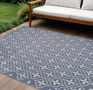 HomeRoots 8' X 10' Blue and Ivory Geometric Area Rug – Stylish, Durable Indoor/Outdoor Solution for Every Space 573065