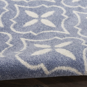 HomeRoots 8' X 10' Blue and Ivory Geometric Area Rug – Stylish, Durable Indoor/Outdoor Solution for Every Space 573065