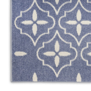 HomeRoots 8' X 10' Blue and Ivory Geometric Area Rug – Stylish, Durable Indoor/Outdoor Solution for Every Space 573065