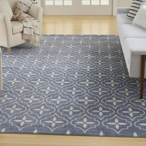 HomeRoots 8' X 10' Blue and Ivory Geometric Area Rug – Stylish, Durable Indoor/Outdoor Solution for Every Space 573065