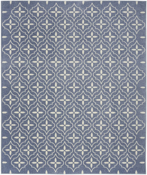 HomeRoots 8' X 10' Blue and Ivory Geometric Area Rug – Stylish, Durable Indoor/Outdoor Solution for Every Space 573065