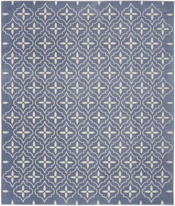 HomeRoots 8' X 10' Blue and Ivory Geometric Area Rug – Stylish, Durable Indoor/Outdoor Solution for Every Space 573065