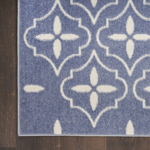 HomeRoots 8' X 10' Blue and Ivory Geometric Area Rug – Stylish, Durable Indoor/Outdoor Solution for Every Space 573065