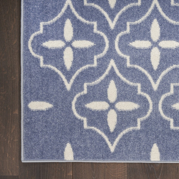 HomeRoots 8' X 10' Blue and Ivory Geometric Area Rug – Stylish, Durable Indoor/Outdoor Solution for Every Space 573065