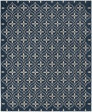 HomeRoots 8' X 10' Navy Blue Geometric Area Rug - Indoor/Outdoor Durable, Easy-Clean, Modern Design for Any Space 573066