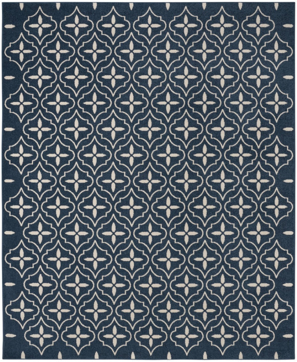 HomeRoots 8' X 10' Navy Blue Geometric Area Rug - Indoor/Outdoor Durable, Easy-Clean, Modern Design for Any Space 573066