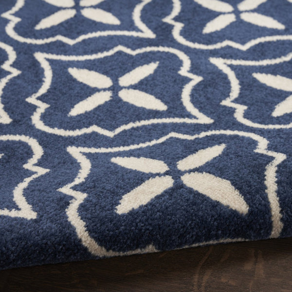 HomeRoots 8' X 10' Navy Blue Geometric Area Rug - Indoor/Outdoor Durable, Easy-Clean, Modern Design for Any Space 573066