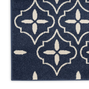 HomeRoots 8' X 10' Navy Blue Geometric Area Rug - Indoor/Outdoor Durable, Easy-Clean, Modern Design for Any Space 573066