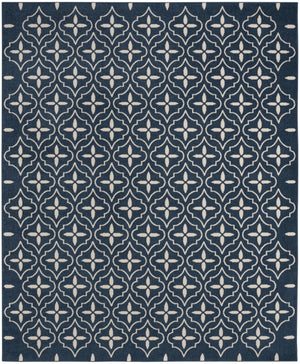 HomeRoots 8' X 10' Navy Blue Geometric Area Rug - Indoor/Outdoor Durable, Easy-Clean, Modern Design for Any Space 573066