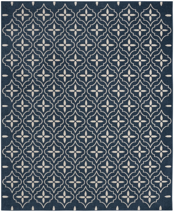 HomeRoots 8' X 10' Navy Blue Geometric Area Rug - Indoor/Outdoor Durable, Easy-Clean, Modern Design for Any Space 573066