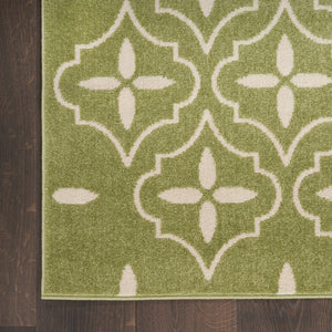 HomeRoots 8' X 10' Green And Ivory Geometric Area Rug – Modern, Durable, Indoor/Outdoor Style for Any Space 573067