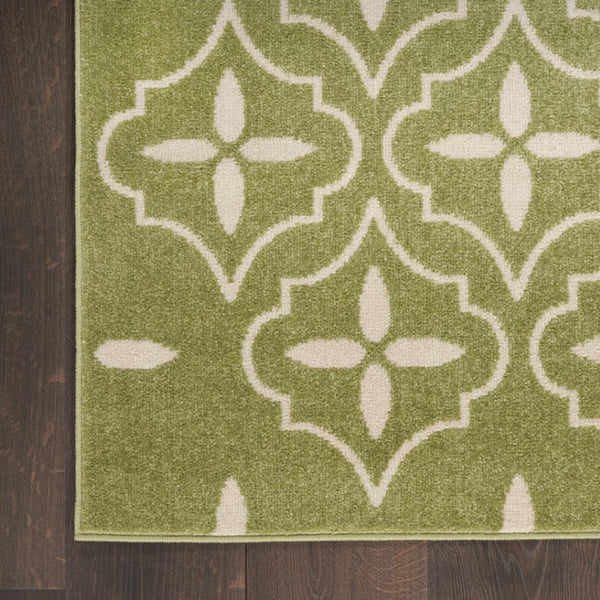 HomeRoots 8' X 10' Green And Ivory Geometric Area Rug – Modern, Durable, Indoor/Outdoor Style for Any Space 573067