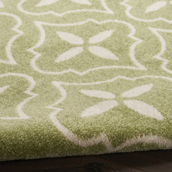 HomeRoots 8' X 10' Green And Ivory Geometric Area Rug – Modern, Durable, Indoor/Outdoor Style for Any Space 573067