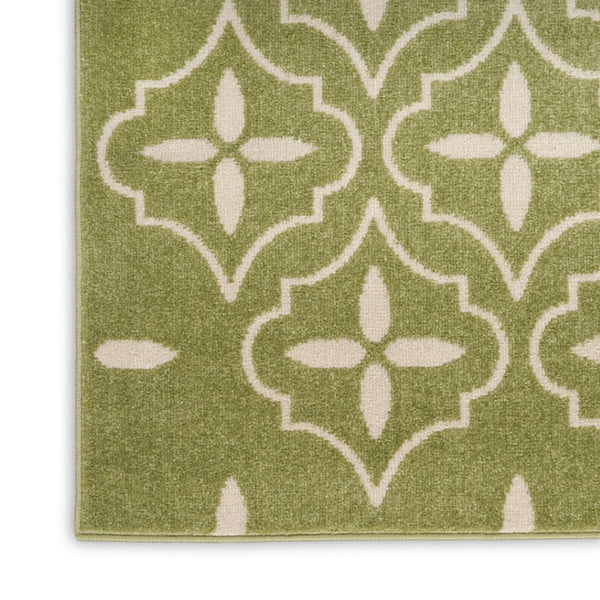 HomeRoots 8' X 10' Green And Ivory Geometric Area Rug – Modern, Durable, Indoor/Outdoor Style for Any Space 573067