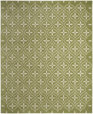 HomeRoots 8' X 10' Green And Ivory Geometric Area Rug – Modern, Durable, Indoor/Outdoor Style for Any Space 573067