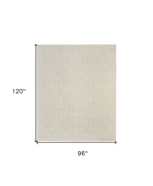 HomeRoots 8' X 10' Beige and Ivory Geometric Indoor-Outdoor Area Rug - Durable, Stylish, Versatile Design for Any Space 573068