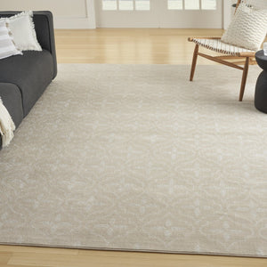 HomeRoots 8' X 10' Beige and Ivory Geometric Indoor-Outdoor Area Rug - Durable, Stylish, Versatile Design for Any Space 573068