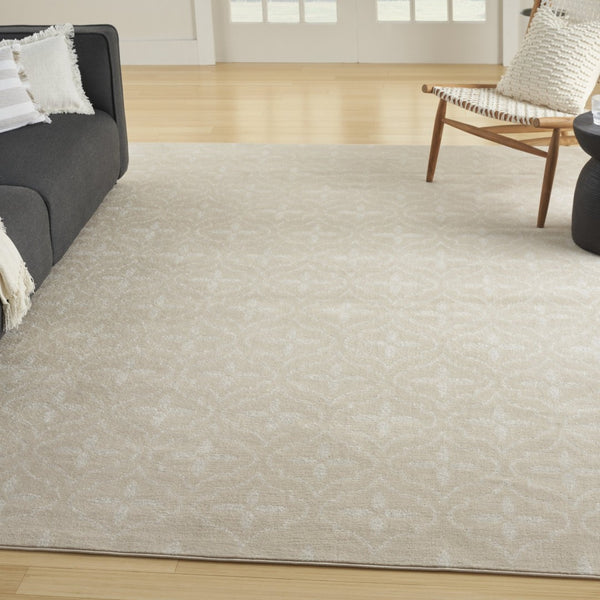 HomeRoots 8' X 10' Beige and Ivory Geometric Indoor-Outdoor Area Rug - Durable, Stylish, Versatile Design for Any Space 573068