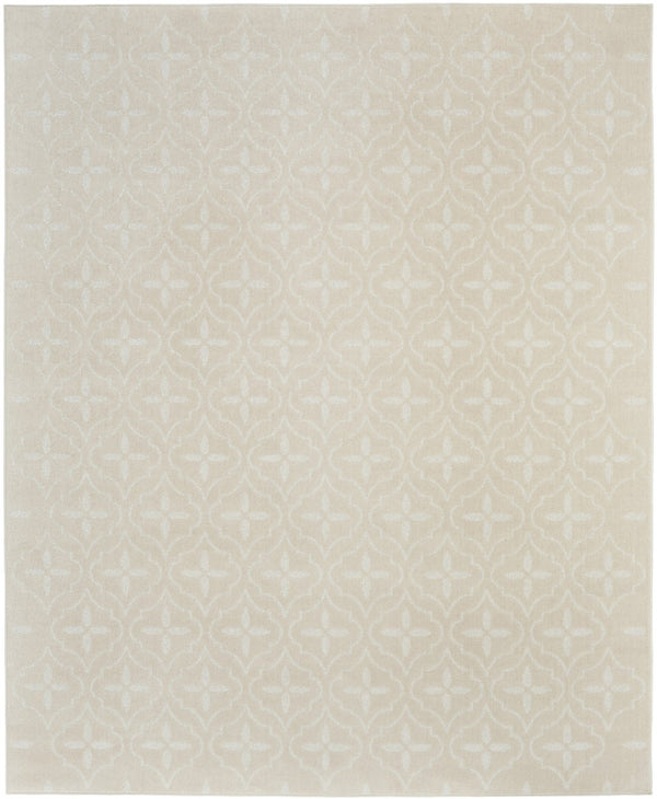 HomeRoots 8' X 10' Beige and Ivory Geometric Indoor-Outdoor Area Rug - Durable, Stylish, Versatile Design for Any Space 573068