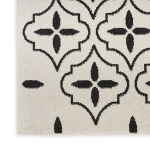 HomeRoots 8' X 10' Ivory and Black Geometric Area Rug – Stylish, Weather-Resistant for Indoor/Outdoor Spaces 573069