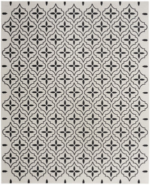 HomeRoots 8' X 10' Ivory and Black Geometric Area Rug – Stylish, Weather-Resistant for Indoor/Outdoor Spaces 573069