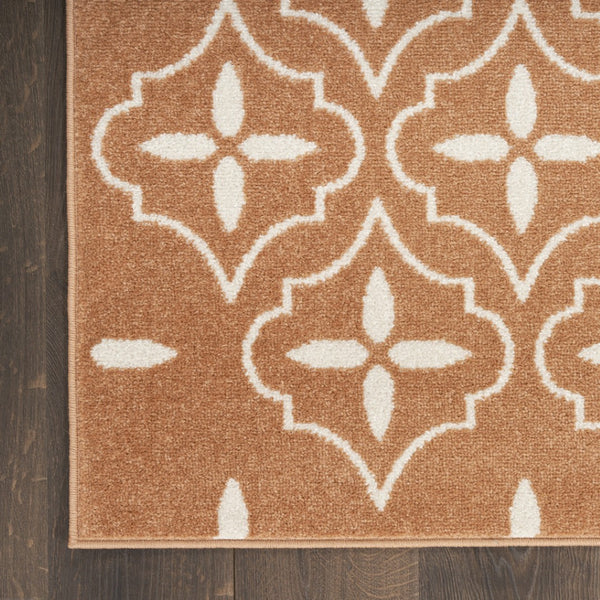 HomeRoots 8' X 10' Copper Geometric Area Rug - Stylish Indoor/Outdoor Design with Low Maintenance & Durability 573070