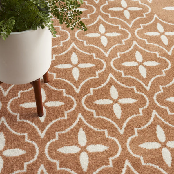 HomeRoots 8' X 10' Copper Geometric Area Rug - Stylish Indoor/Outdoor Design with Low Maintenance & Durability 573070