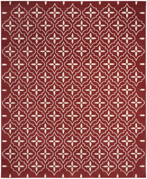 HomeRoots 8' x 10' Geometric Area Rug in Brick Red & Ivory - Stylish Indoor/Outdoor Design for Any Space 573071