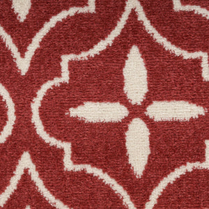HomeRoots 8' x 10' Geometric Area Rug in Brick Red & Ivory - Stylish Indoor/Outdoor Design for Any Space 573071