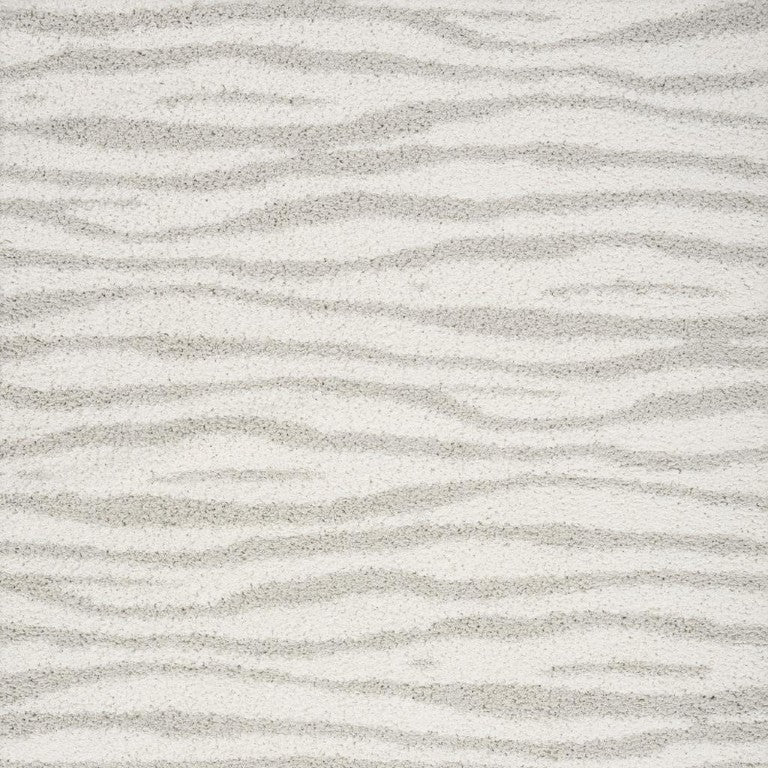 5x7 Gray Shag Area Rug Plush Polyester Abstract Pile for Living Room or Bedroom