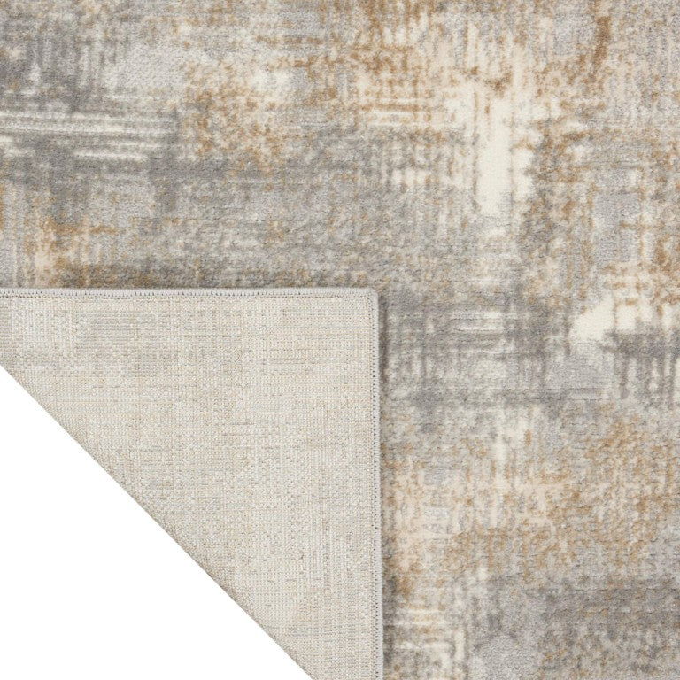 HomeRoots 8 Foot by 10 Gray Abstract Polypropylene Power Loomed Low Pile Living Room Rug 573115