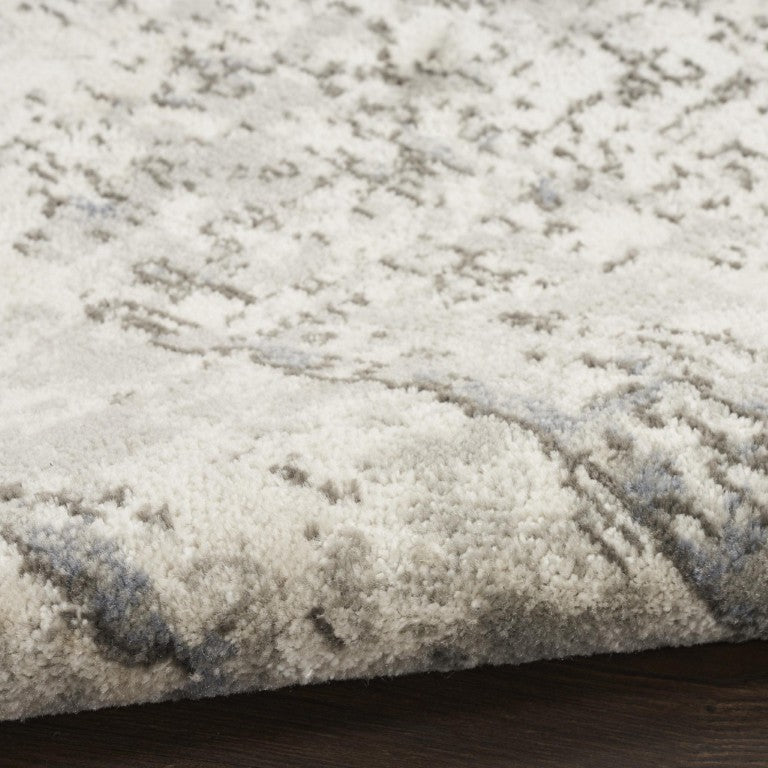Floral Power Loomed Polypropylene Area Rug Stain Resistant Low Pile for Living Room in Gray