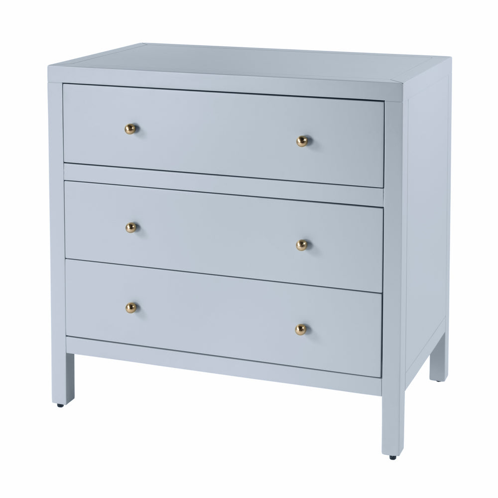 Butler Specialty Butler Nora Three-Drawer Chest in Light Blue with Acacia Accents, Soft-Close Drawers, Coastal Chic 34"W x 18"D x 32.5"H 5731522