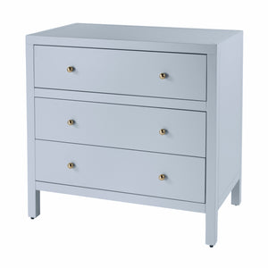 Butler Specialty Butler Nora Three-Drawer Chest in Light Blue with Acacia Accents, Soft-Close Drawers, Coastal Chic 34"W x 18"D x 32.5"H 5731522