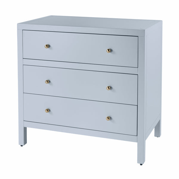 Butler Specialty Butler Nora Three-Drawer Chest in Light Blue with Acacia Accents, Soft-Close Drawers, Coastal Chic 34"W x 18"D x 32.5"H 5731522