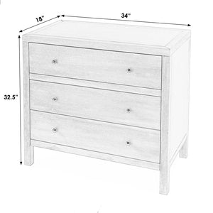 Butler Specialty Butler Nora Three-Drawer Chest in Light Blue with Acacia Accents, Soft-Close Drawers, Coastal Chic 34"W x 18"D x 32.5"H 5731522