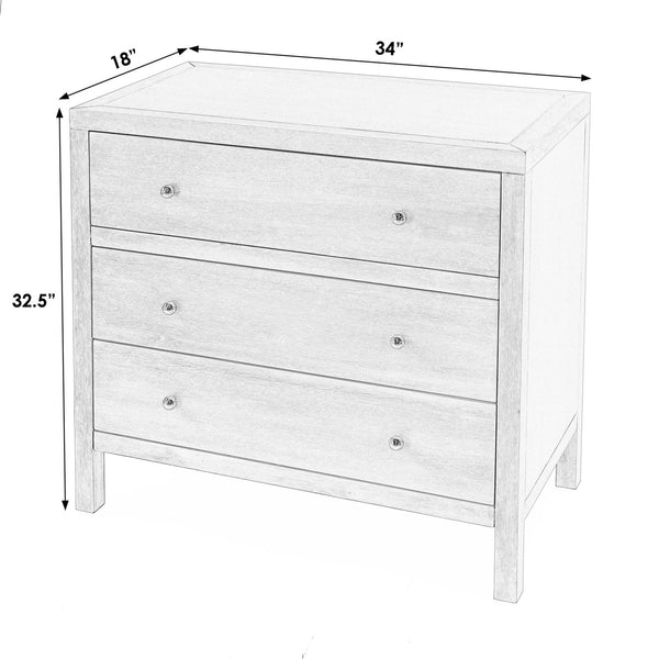 Butler Specialty Butler Nora Three-Drawer Chest in Light Blue with Acacia Accents, Soft-Close Drawers, Coastal Chic 34"W x 18"D x 32.5"H 5731522