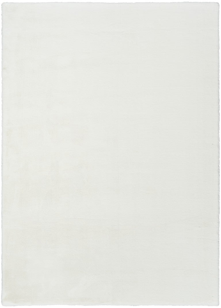 8 X 10 White Plush Polyester Area Rug Non Slip Backing for Living Bedroom