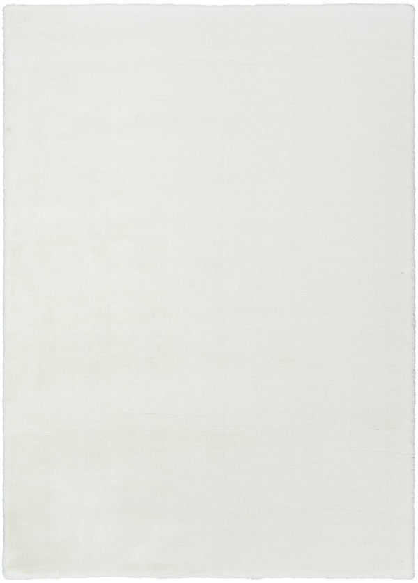 8 X 10 White Plush Polyester Area Rug Non Slip Backing for Living Bedroom