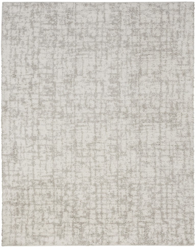 HomeRoots Gray Abstract Shag Polyester Area Rug Plush Pile for Living Room Bedroom Decor 8' x 10' 573157