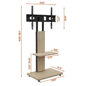 English Elm Tv Floor Stand Rolling Cart with Lockable Wheels Height Adjustable Iron Mdf Mount Natural W241P246879