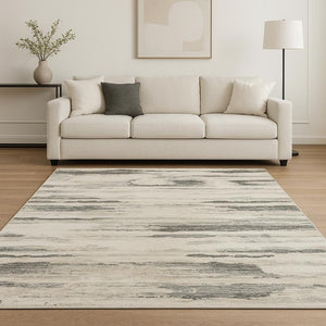 9x12 Abstract Gray Machine Woven Synthetic Area Rug for Living Room or Dining