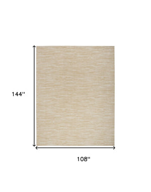 HomeRoots 9' X 12' Ivory and Gold Abstract Area Rug - Durable, Elegant, Indoor/Outdoor Use for Any Space 573197