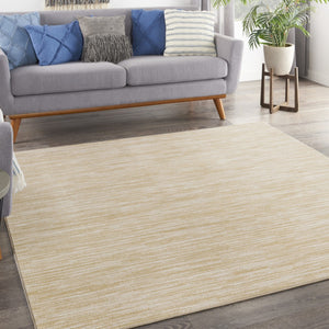 HomeRoots 9' Ivory and Gold Geometric Abstract Area Rug - Stylish Indoor/Outdoor Design for Modern Spaces 573198