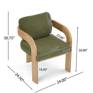English Elm Christopher Knight Home® - 2-Pack Dining Chairs with Pillow Back and Curved Arms, Foam Seat Comfort, Sturdy Rubber Wood Frame Green,Natural N779P298399D