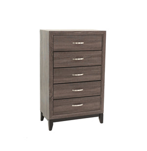 English Elm Bedroom Rustic Grey Oak Tall Chest 5-Drawer Solidwood Style Pine Storage Cabinet 31x16x50" B011P250826